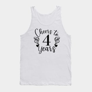 Cheers To 4 Years - 4th Birthday - Anniversary Tank Top